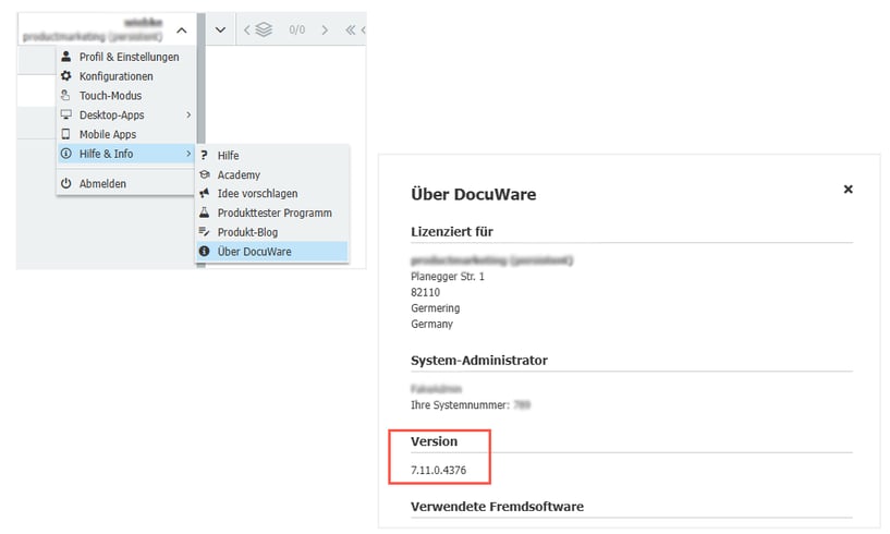 DocuWare Version anzeigen